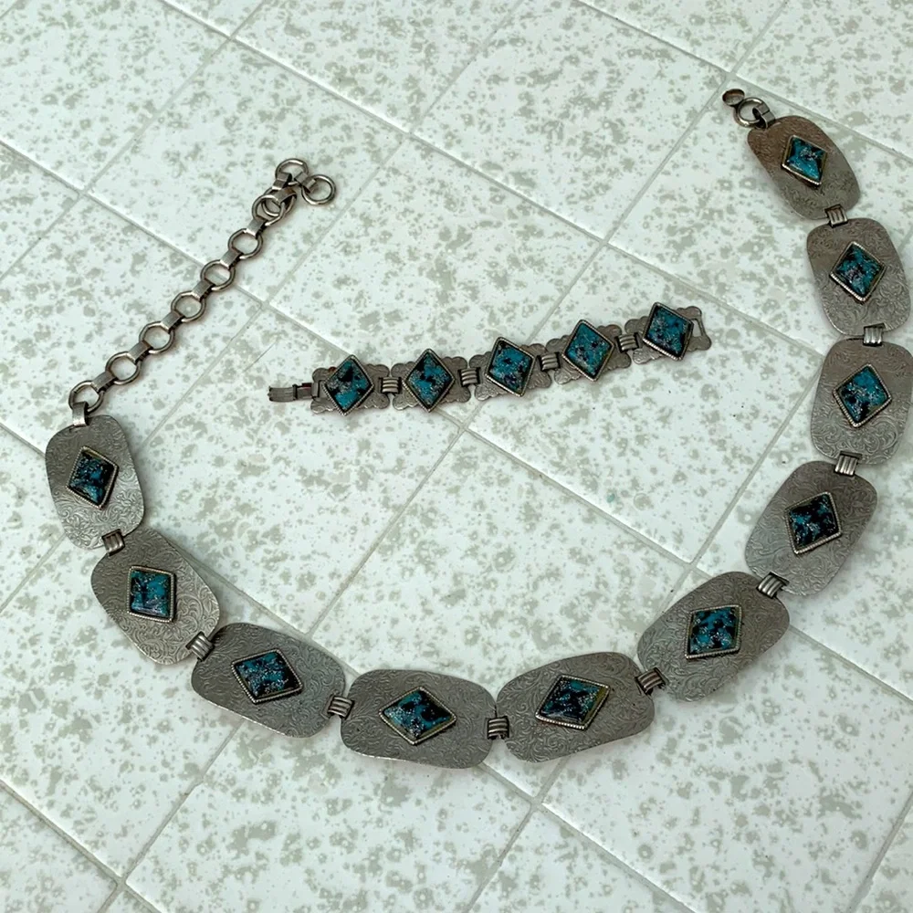 Vintage 1970s bracelet and concho belt set